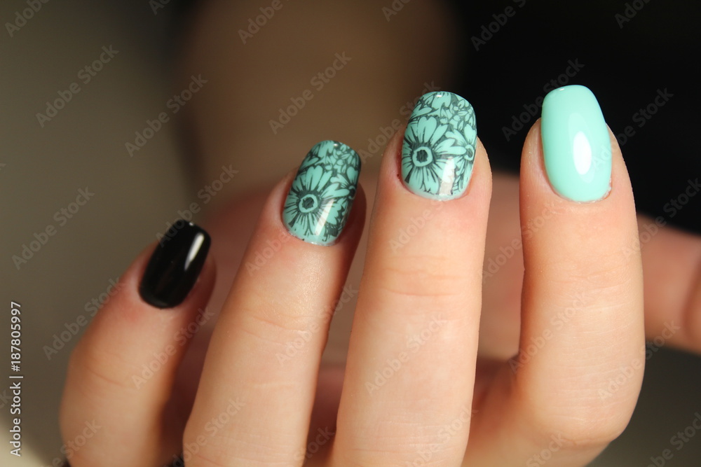 Bright, colorful design of manicure Bright, colorful design of manicure
