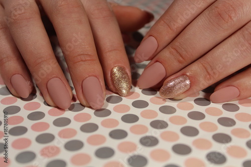 Nude manicure in pink shades