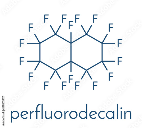 Perfluorodecalin fluorocarbon molecule. Used as component of artificial blood and for liquid breathing.  Skeletal formula.