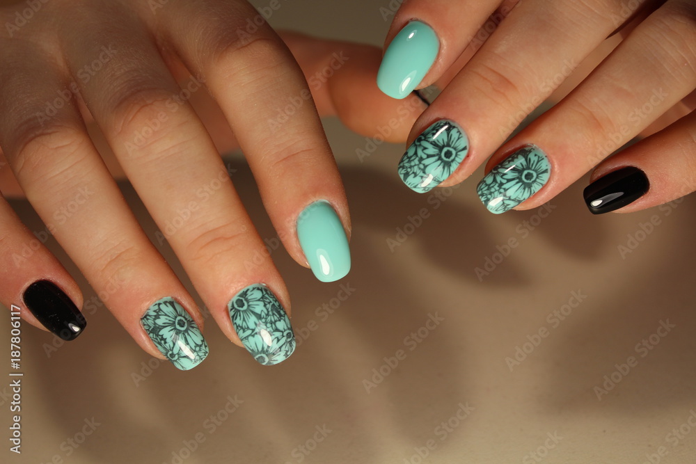 Bright, colorful design of manicure Bright, colorful design of manicure