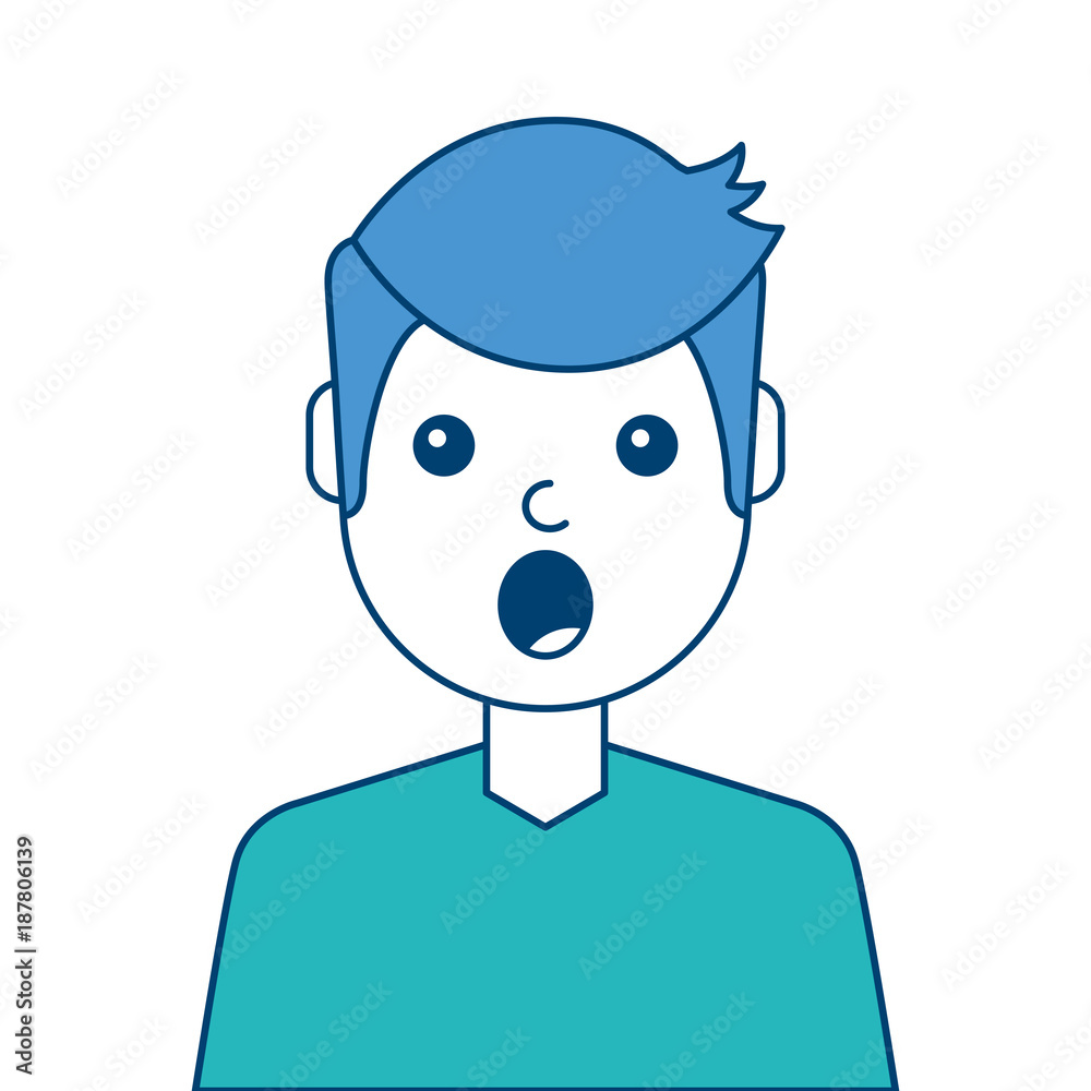 portrait surprised man face expression vector illustration blue and green design portrait surprised man face expression vector illustration blue and green design