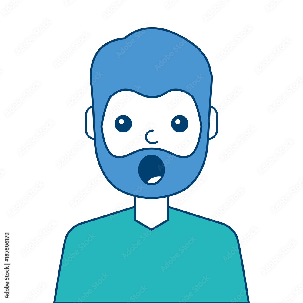 portrait surprised man face expression vector illustration blue and green design portrait surprised man face expression vector illustration blue and green design