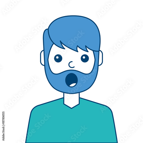 portrait surprised man face expression vector illustration blue and green design