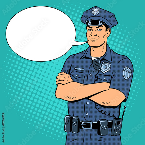 Policeman pop art vector illustration
