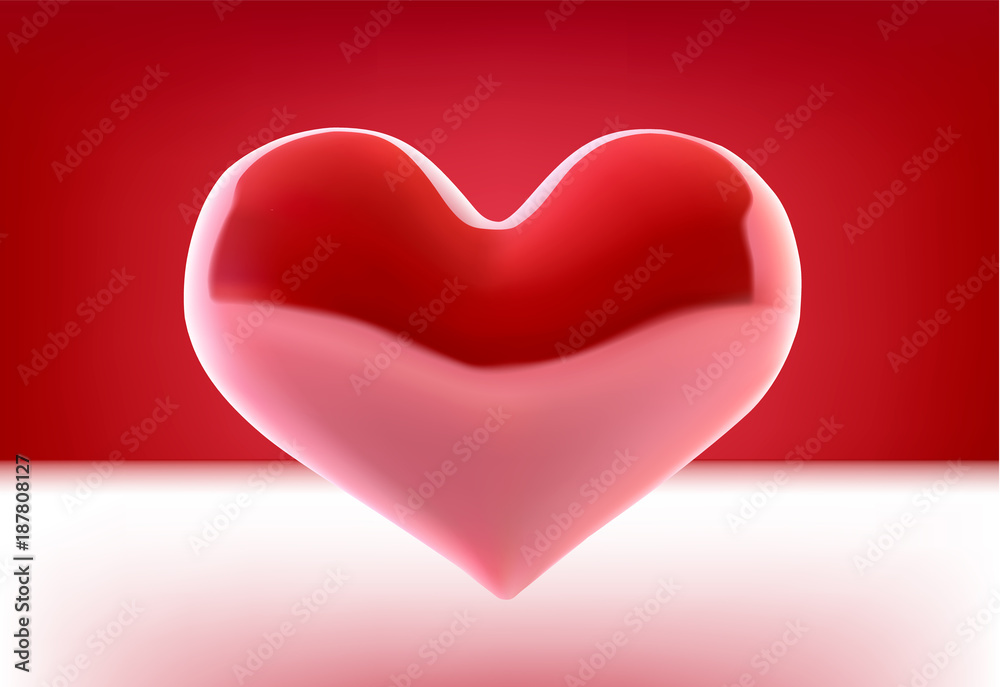 Valentine s day concept. Vector illustration. 3d colorful hearts with thin square frame. Cute love banner or greeting card