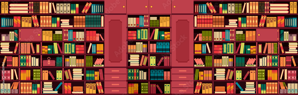 Obraz premium library bookshelves wall