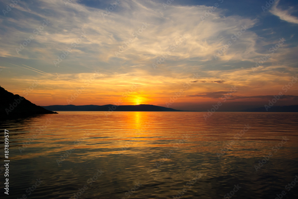 Obraz premium Sunset above Adriatic sea in Croatia