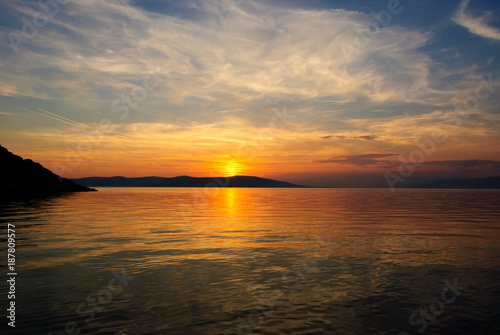 Sunset above Adriatic sea in Croatia