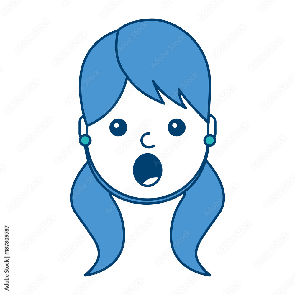 surprised young woman face expression facial vector illustration blue and green design