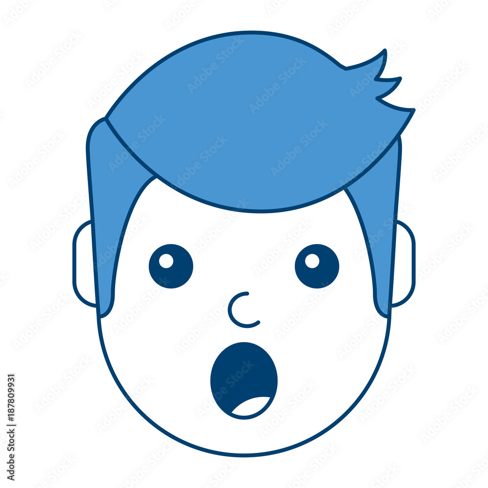 surprised man face expresion facial style vector illustration blue design surprised man face expresion facial style vector illustration blue design