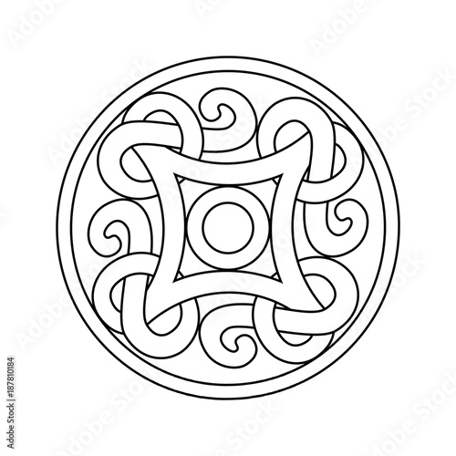 Ancient viking ornament in a graphic style. Vector coloring illu