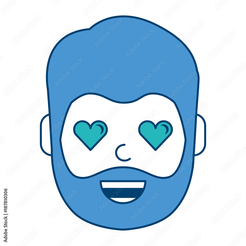 man character in love emotion with hearts as eyes vector illustration blue and green design man character in love emotion with hearts as eyes vector illustration blue and green design