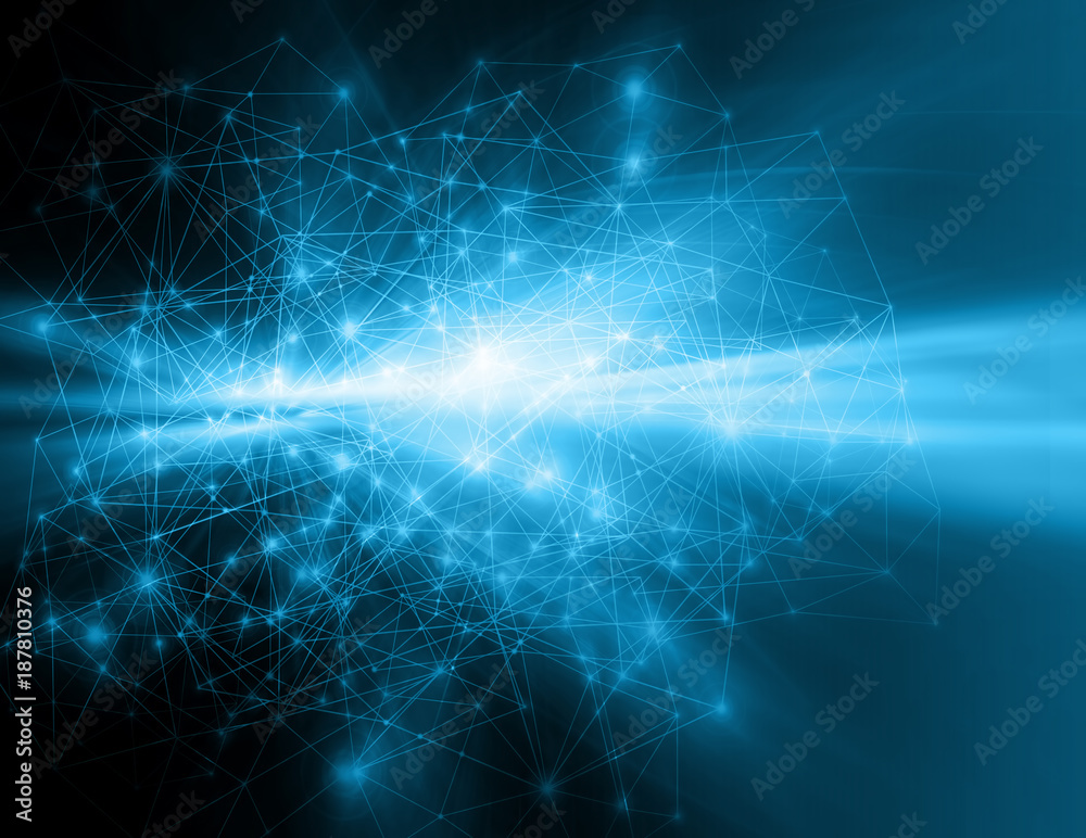 Abstract background with connected lines and dots for your design. Smooth lines, beautifully intertwined, shining dots and flashes on a dark background Abstract background with connected lines and dots for your design. Smooth lines, beautifully intertwined, shining dots and flashes on a dark background