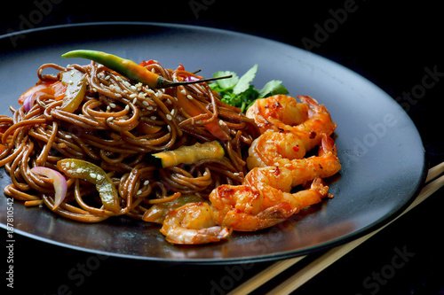 soba noodles with shrimp