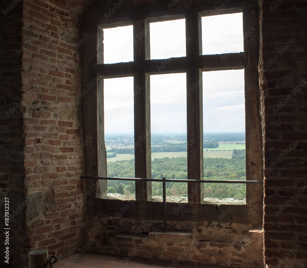 A view through a window into the landscape