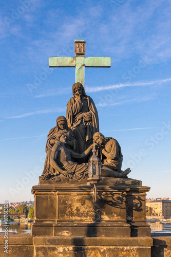 Religious statue at Charles Bridge Prague