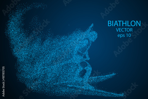 Biathlon racer, abstract silhouette, winter skiing. Vector eps 10.