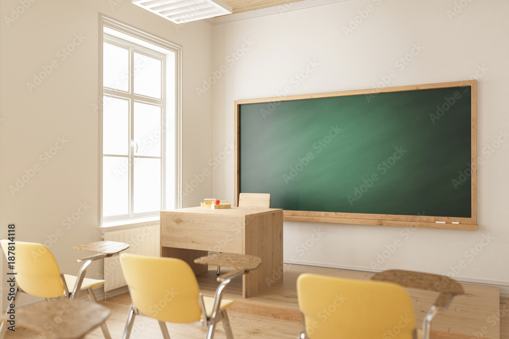 Teacher's Table and the Blackboard with Selective Focus Teacher's Table and the Blackboard with Selective Focus