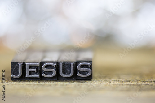 Jesus Concept Vintage Metal Letterpress Word