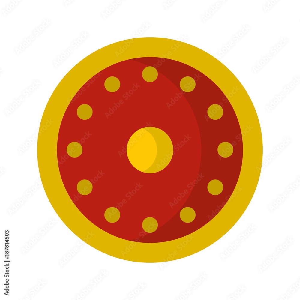 Round military shield icon, flat style Round military shield icon, flat style