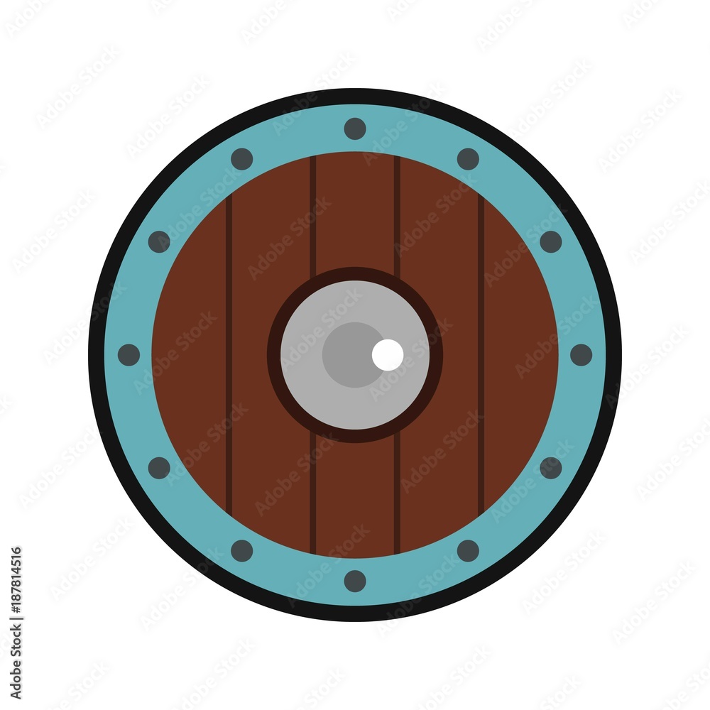 Round army shield icon, flat style Round army shield icon, flat style