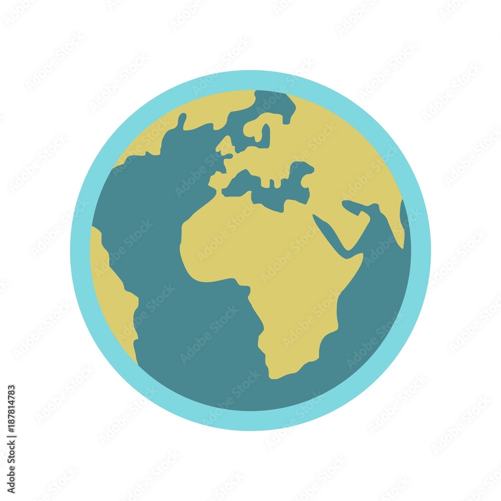 Blue planet Earth icon, flat style