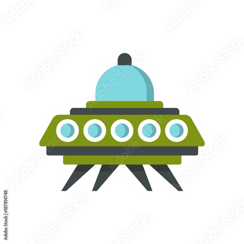 Alien spaceship icon, flat style