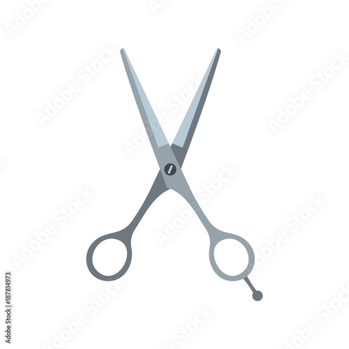 Hair cutting scissors icon, flat style