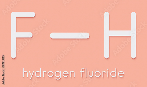 Hydrogen fluoride (HF) molecule. Skeletal formula. photo