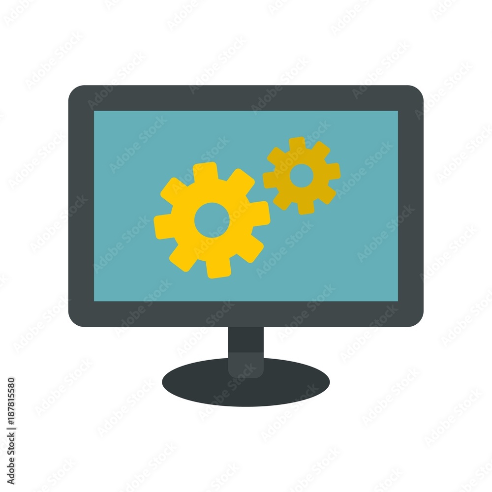 Monitor settings icon, flat style Monitor settings icon, flat style