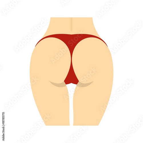 Female buttocks in red panties icon, flat style