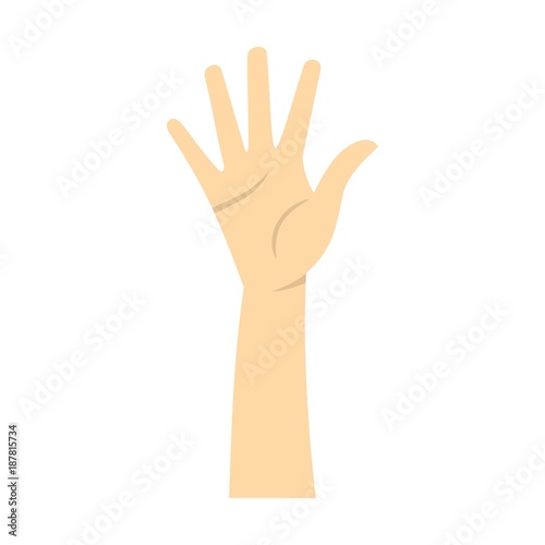 Hand showing five fingers icon, flat style