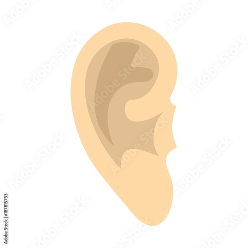 Human ear icon, flat style