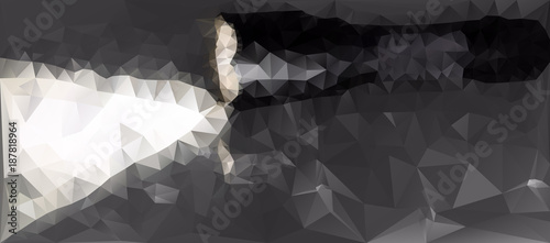 Fashlight laying down on the grey matt surface. Beautiful low poly triangular background pattern.  Vector illustration.