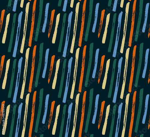 Abstract seamless hand drawn pattern. Modern grunge texture. Colorful pen-brush painted background. Texture with diagonal strokes. photo