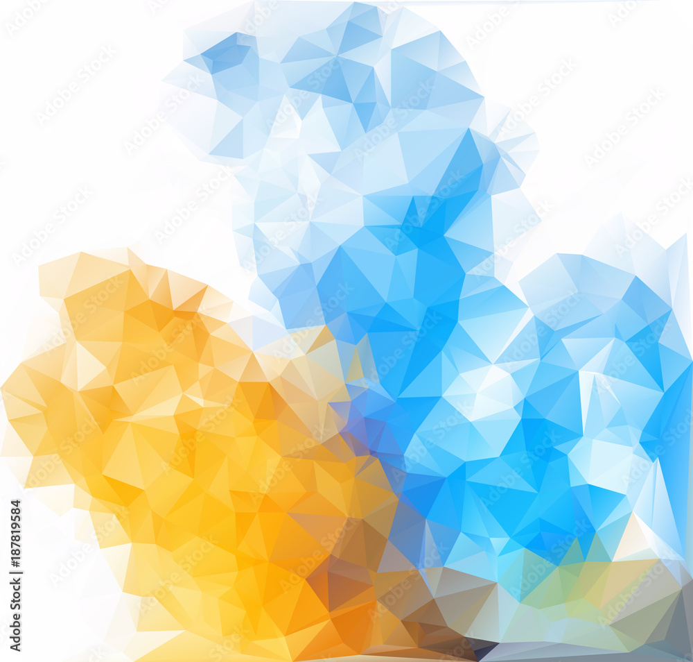 Obraz premium Beautiful low poly triangular background pattern. The imitation of the watercolour vortex blur. Vector illustration.