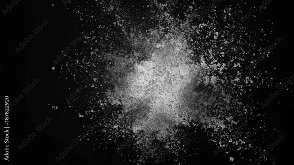 White powder exploding on black background in super slow motion, shot with Phantom Flex 4K White powder exploding on black background in super slow motion, shot with Phantom Flex 4K