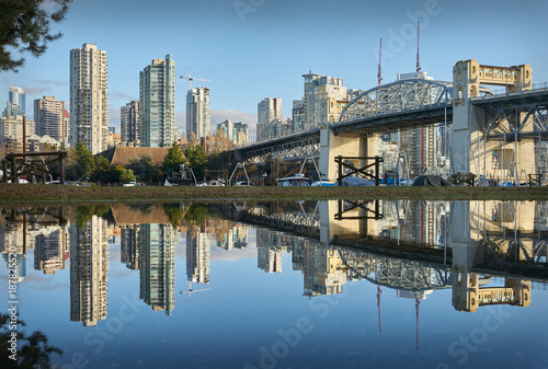 Burrard Bridge Reflection Vancouver. The historic Burrard Bridge. Vancouver, British Columbia.