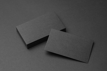Business card on black background