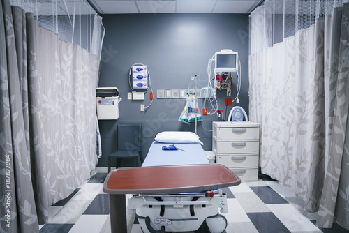 Empty bed in emergency room at hospital