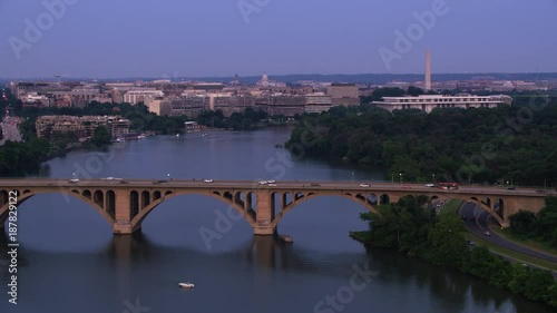 Washington, D.C. circa-2017, Flying down the Potomac River with D.C. in the distance.  Shot with Cineflex and RED Epic-W Helium. 