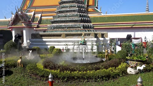 Naga Fountain garden at Wat Arun, Bangkok, Thailand