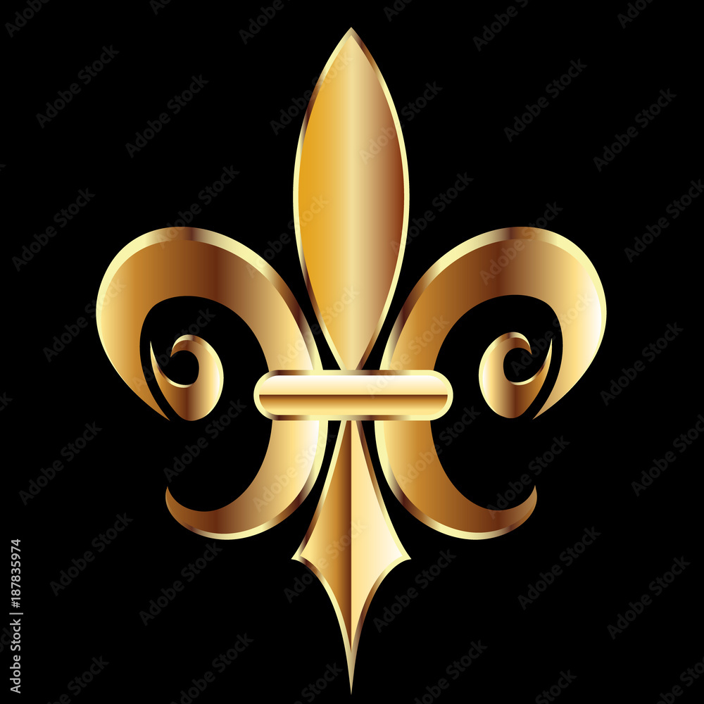 Fleur De Lis. New Orleans golden symbol flower logo Stock Vector Adobe Stock