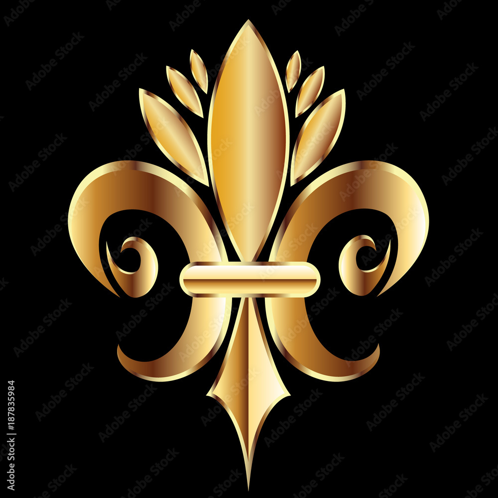 Fleur De Lis. New Orleans golden symbol flower logo icon vector image ...