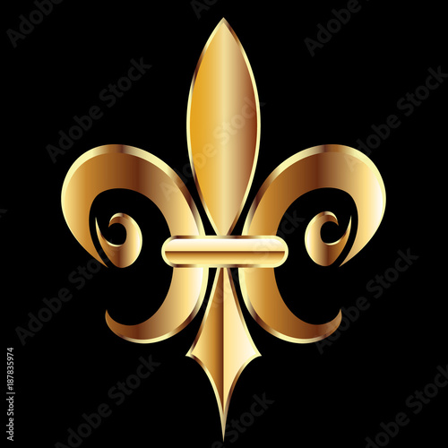 Fleur De Lis. New Orleans golden symbol flower logo 