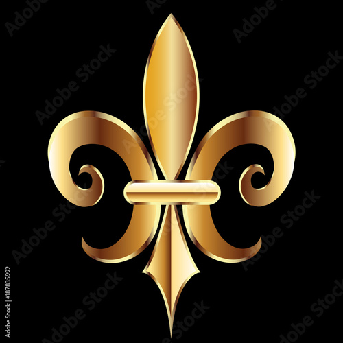 Fleur De Lis. New Orleans golden symbol flower logo icon vector image template