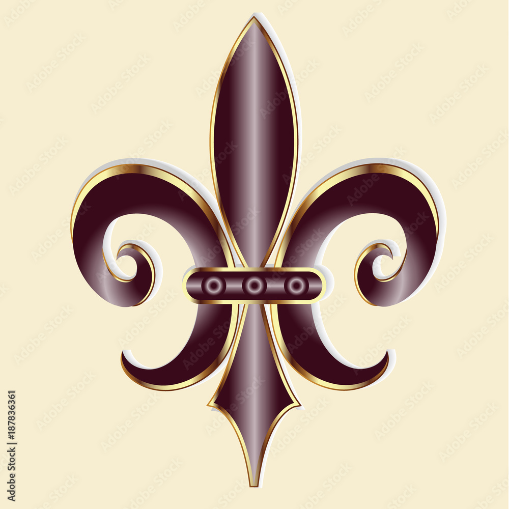 Fleur De Lis. New Orleans golden luxury symbol flower logo Fleur De Lis. New Orleans golden luxury symbol flower logo