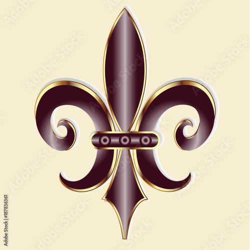 Fleur De Lis. New Orleans golden luxury symbol flower logo 