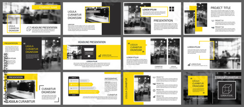 Yellow and white element for slide infographic on background. Presentation template. Use for business annual report, flyer, corporate marketing, leaflet, advertising, brochure, modern style.