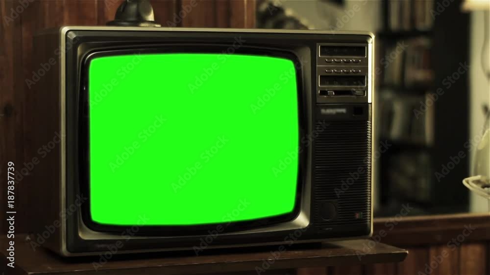 Teenage Boy Talking on Old phone by an Old Tv Green Screen. You can replace green screen with the footage or picture you want with “Keying” in After Effects  (check out tutorials on YouTube). 